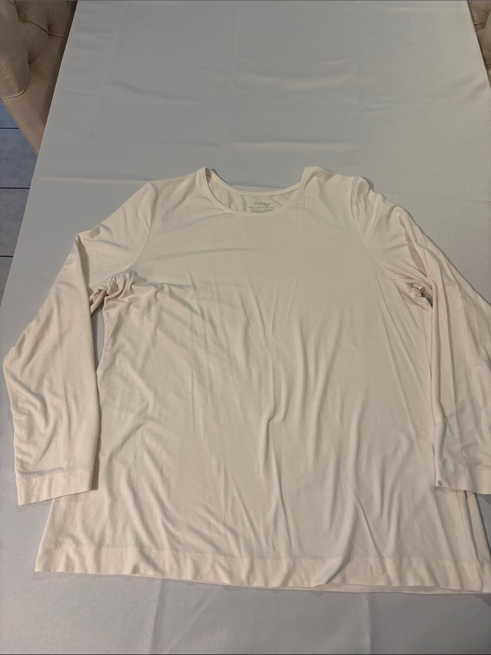 Chico’s “The Ultimate Tee” Long Sleeve Crew Neck Shirt - Cream
